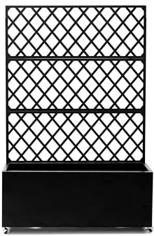 Jardineras Exterior de Acero Galvanizado, Jardinera con Celosia y Ruedas con Freno, Orificios de Drenaje y Pantalla para la Privacidad de las Verduras, Adecuado para Patios y Balcones, 89*180cm
