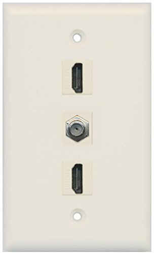 Riteav – 2 porte HDMI e 1 cavo coassiale tv- F-Type parete piastra Light Almond