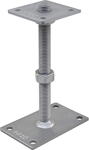PITZL Pfostenträger Typ 11013.1200 ZiNiP beschichtet mit Gewindestange, Silber