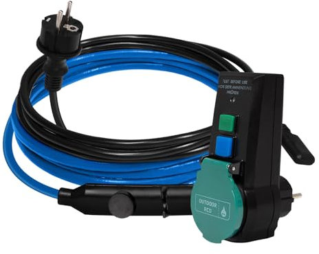 Frostschutz Heizkabel Begleitheizung Heizband 25m mit Zuleitung u. Schutzkontaktstecker + FI-Schutzschalter Set
