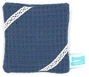 Wärmekissen Mikrowelle, 10cm x 10cm, Taschenwärmer wiederverwendbar, Kühlpack, Waffelpiqué blau mit Borte