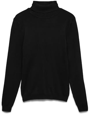 VERO MODA Kvinnlig tröja polotröja, svart, XS