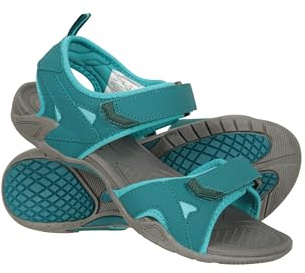 Mountain Warehouse Andros Womens Sandals - Textile Lined Shoes, Hook & Loop Fastening, Phylon Footbed - For Spring Summer, Walking, Travelling & Beach Teal Adult Shoe Size 8