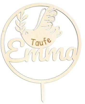 Holzura Cake Topper zur Taufe als Tortendeko für Kommunion, Kuchen Deko Tortenaufsatz zur Konfirmation (20 cm)