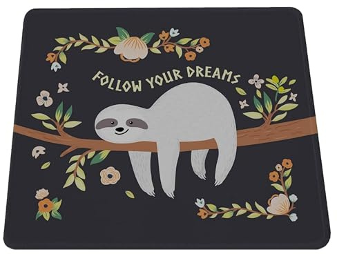 Silent Monsters Mauspad 240 x 200 mm Stoff Mousepad Faultier - Vernähter Rand, rutschfest & leise, für Gaming Büro Office Homeoffice - 24 x 20 cm Mouse Pad Mat - Mausunterlage klein f alle Maus Arten