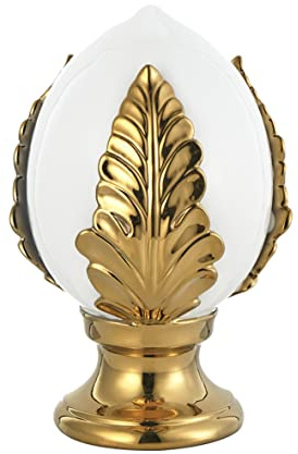 Baroni Home Pumo Pugliese Colorato, Pumo Decorativo in Porcellana Dipinta a Mano, L, Bianco e Oro