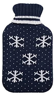 TianWlio 1L Wärmflasche mit Deckel niedlicher Weihnachtsbaum Schneeflocke Pinguin Wärmbeutel Wärmflasche zum Schutz vor Kälte Terrassenstrahler Pellets (F, One Size)