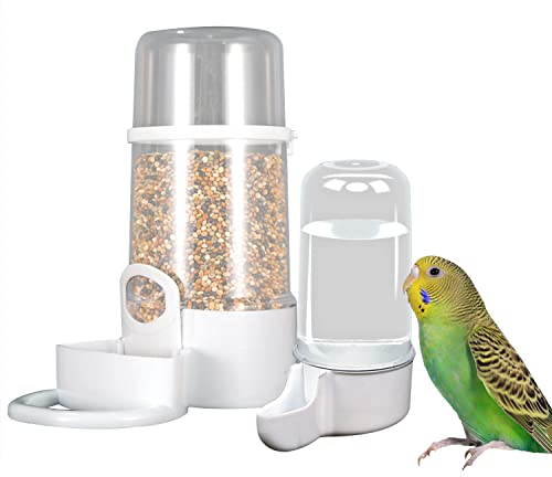 Automatischer Vogelkäfig-Futterspender für Vogelkäfige, Wasserflasche mit Clip, Sittich, Futterspender für Käfig, Flasche, Tasse, Schüsseln für Papageienkäfig, 2 Stück