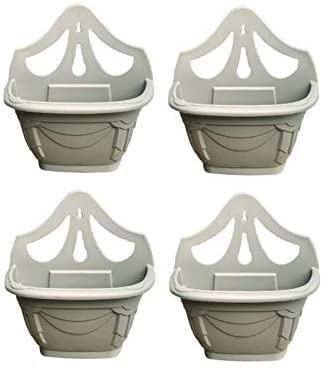 PREMZO Venetian Wall Hanging Planter Plant Flower Pots Wall Fence Sturdy Strong Plastic Pot Indoor Outdoor Decorative Home Office Garden Special In TAUPE Color (Pack Of 4)