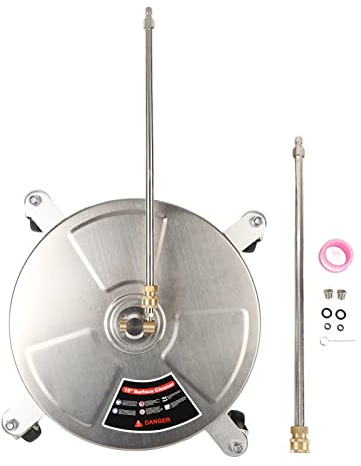 Wifehelper 15 Zoll Hochdruckreiniger Oberflächenreiniger Edelstahl mit 4 Rädern Verlängerungsstange Oberflächenreiniger 4000psi 1/4 Zoll Schnellkupplung