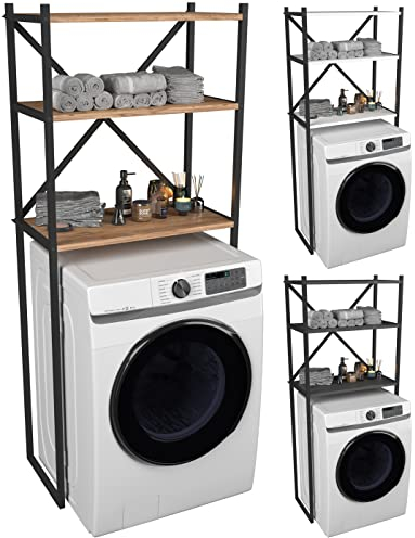 VCM Metall Überbauschrank | Waschmaschine | Maße: H. 160 x B. 66 x T. 34 cm | 3 Ablagen aus Holz - Insasi