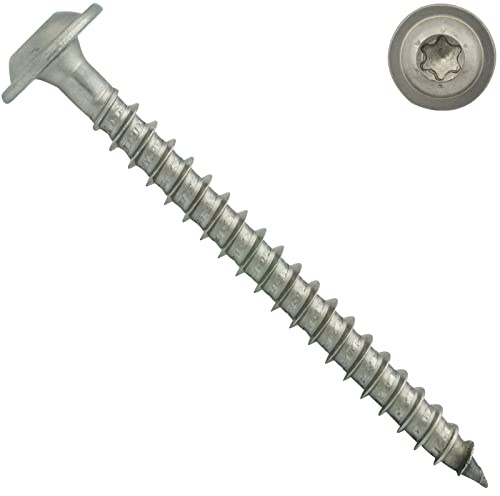 Tellerkopf-Holzbauschrauben mit Innensechsrund (TX) - 6 x 100/70 mm - 50 Stück - mit Schneidkerbe - CUT-Spitze - TEILGEWINDE - rostfreier Edelstahl A2 V2A - Tellerkopfschrauben - ETA - SC9250