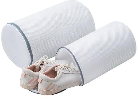 Mollyfox Schuhe Waschbeutel,2pcs Mesh Wäsche Taschen mit dauerhaften Reißverschlüssen,Wäschetasche für Schuhe/Trainer Für Waschmaschine,Sneaker Reinigungsbeutel,Wäschewaschbeutel mit Reißverschluss