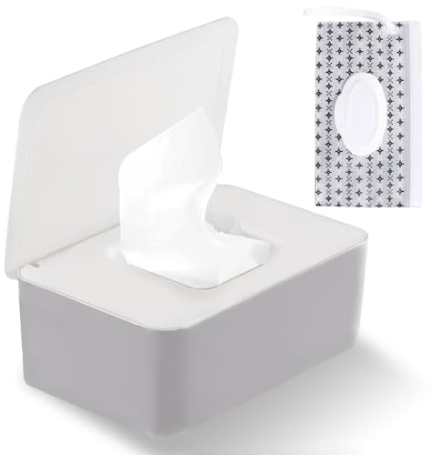 Porta Salviette Umidificate Neonato, Scatola Dispenser per salviettine Umidificate con Coperchio, Contenitore Salviette Umidificate, Contenitore Salviette Umidificate per Ufficio Casa (Grigio)