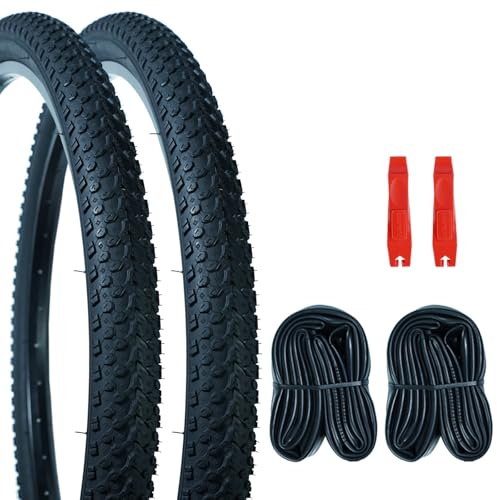 2Pack 26x 1.95(50-559) Mountain Bike Tires Replacement Kits Plus 2 Bike Tubes (with Puncture Sealant) and 2 Tire Levers, Bike Tire with Tread Puncture Protection for On or Off-Road Use