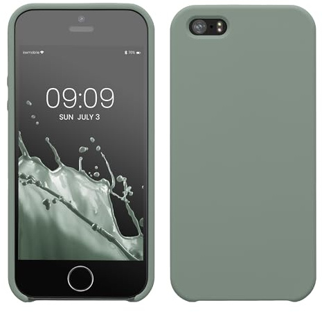 kwmobile Housse Compatible avec Apple iPhone SE (1.Gen 2016) / iPhone 5 / iPhone 5S Coque - Housse de téléphone Protection Souple en TPU Silicone - Vert fumé