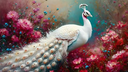 Diamond Painting Groß XXL 180x100cm, Pfau Diamant Painting Bilder Erwachsene, Diamant Painting Bilder Blume, Malen nach Zahlen Diamant Anfänger, Diamant Painting Set für Home Wand Dekor Geschenke
