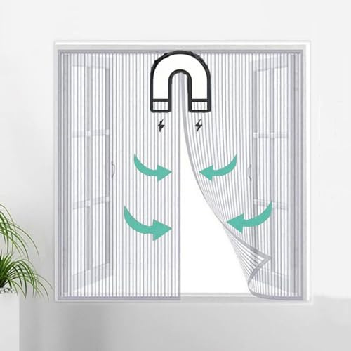 Walkervo Magnetic Window Screen DIY Window Mosquito Net Self Closing Anti-Insect Bug Mosquito Door Magnetic Window Curtain Net Mesh Screen Nylon Mosquito Net for House Windows, 55x59in,White