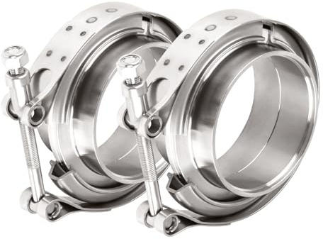 DOCAS 2 Pezzi 2,25 pollici 57.1mm Morsetto V-Band, Kit Flangia Morsetto V-band in Acciaio Inossidabile per Tubi di Scarico Turbo