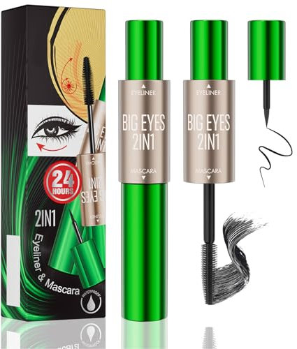 4D Eyeliner Mascara Set,Eyeliner Wasserfest für den perfekten Lidstrich,Mascara Schwarz Erstellen Extra Dickere & Voluminous Lash,Wimperntusche Lange Wimpern mit Langanhaltendes Wischfestes Eyeliner