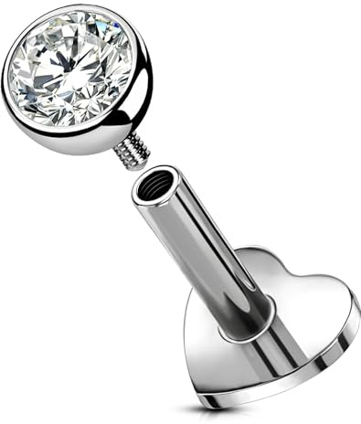 OUFER Body Piercing Helix Piercing Gioielli Internamente CZ Lip Stud Bar Titanium Labret Piercing Gioielli 16G Orecchino cartilagine 5/6/8/10/12 mm Conch Lip Trago Orecchini