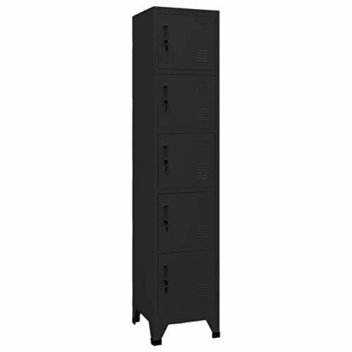Buzaza Schließfachschrank Schwarz 38x40x180 cm Stahl SchließFachschrank Spind Organizer Garagenschrank Spind Schrank