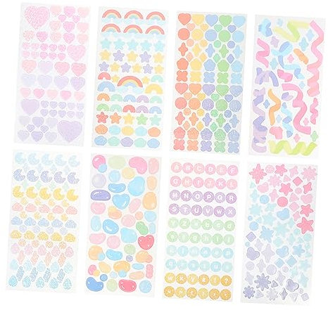 PHENOFICE 8blätter Bunte Scrapbook Aufkleber Teiliges Mit Dekorativen Stickern Für Handyhüllen Tagebücher Und Bastelprojekte Für Kreative Mädchen Und Persönliche Gestaltung