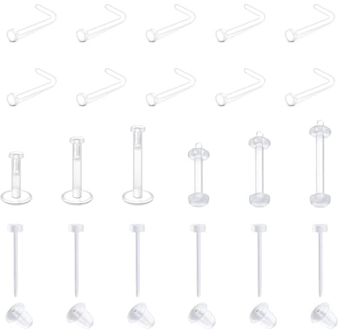 Briana Williams Klar Piercing Retainers Set Bioflex Lippe Nase Augenbraue Zunge Bauchnabel Piercing Ohr Ohrring Plastik