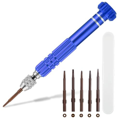 WUSJCOF Set Cacciaviti 5 in 1, 3 Pezzi Piccoli Cacciaviti Sottili, Kit Attrezzi Multifunzionale Precisione, torx, per occhiali, torx set Riparazione Elettronici, Computer Portatili, Gioielli (Blu)