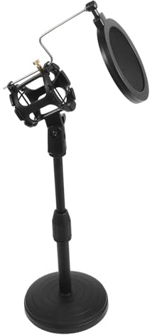 Verstellbarer Mikrofonständer Rt118 für Tischmikrofone Schwarz | Metall Kunststoff Kombi, Rutschfeste Unterlage, Stabile Basis, mit Mikrofonfilter
