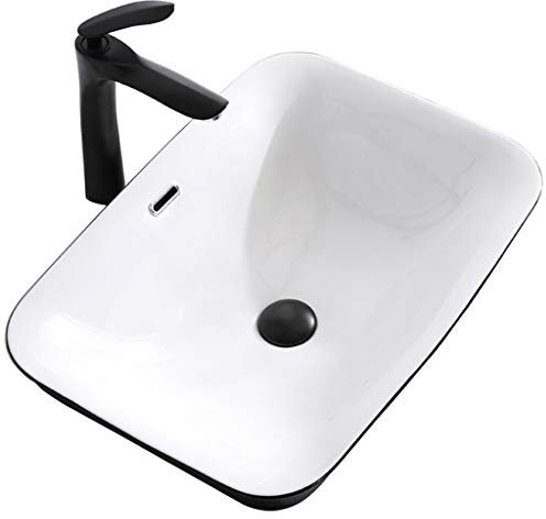 WOTZOV Lavabi e mobili lavabo Lavandino da Bagno Lavandino Quadrato sottopiano Lavandino in Ceramica Semi-Incassato Mobile da Bagno per la casa Balcone Lavanderia Piscina Regalo