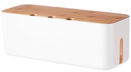 Kabelmanagementbox, Kabelbox, Kabel Organizer Box mit Bambusdeckel, Enthält Kabelbinder, Wiederverwendbare, Aufbewahrungsbox für das Verstecken und Ordnen Unordentliche, Kabel Wire Management (Klein)