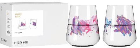 RITZENHOFF Wasserglas-Set 2er - 500 ml - Made in Germany | Artikelnr. 8086002, Serie Reitgold, 2 Wassergläser 500 ml, Kristallglas, spülmaschinenfest