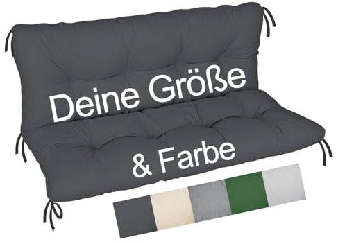 Auflage für Hollywoodschaukel nach Maß Individuelle Schaukelbankauflage Kissen Palettenpolster Sitzkissen & Rückenkissen wetterfest wasserabweisend dicke Matratze Gartenpolster in Wunschfarbe [133]