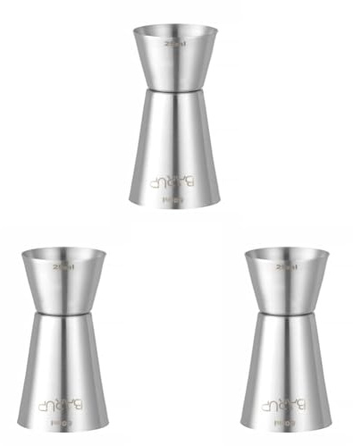 HENDI Jigger doble 25/50ml, BarUp, vaso medidor de cócteles, medidor dosificador de barra, barman, bar, bebidas, cocktails, ø43x(H)85mm, acero inoxidable (Paquete de 3)