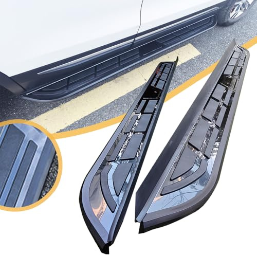 HKX - Set di 2 accessori per pedane laterali per Chery JAECOO 7 J7 SHS 2024-2026, in alluminio nero (con staffa)