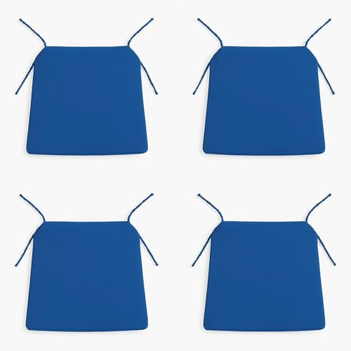 Well Home Set mit 4 Stuhlkissen, Blau, mit Bändern, 40 x 40 cm