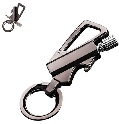 Permanent Match Infinity Lighter with Multitool Keychain Bottle Opener, Reusable Waterproof Match Strike Anywhere, Forever Flint Fire Starter for Outdoor Survival, for Men (Black)
