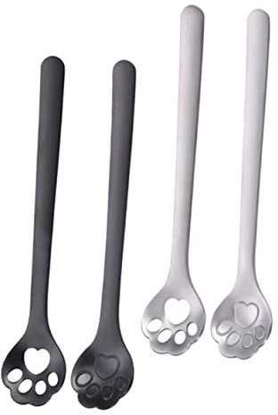 ULTECHNOVO Cucchiaio a Forma 4 Pezzi in Acciaio Inossidabile Decorativi per e Dessert Multifunzionali per Bevande e Tè