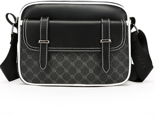 ibalulu Crossbody Bag for Mens, Pu leather Cross Body Purse, Multi Pocket Shoulder Bag, Durable Wear-resistant and Waterproof Messenger Bag for Travel Work Daily (Black)