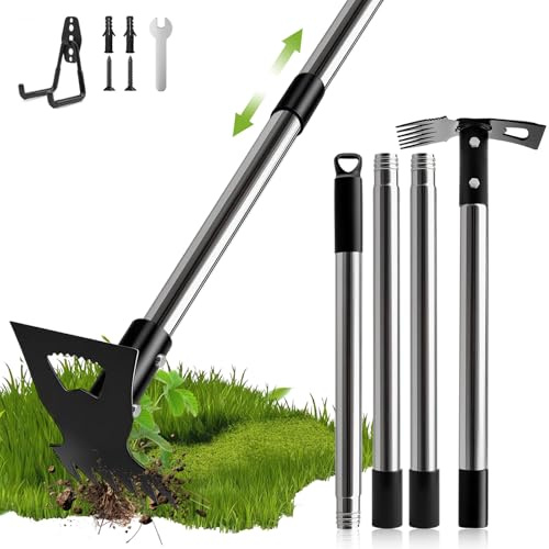 ZONEXCHIC Weed Puller Tool with Long Handle - 62 Manual Weeder Remover Tool, 2 in 1 Hand Weed Rake and Garden Hoe, Heavy Duty Uprooting Weeding Pull for Yard, Lawn, Patio and Garden Planting