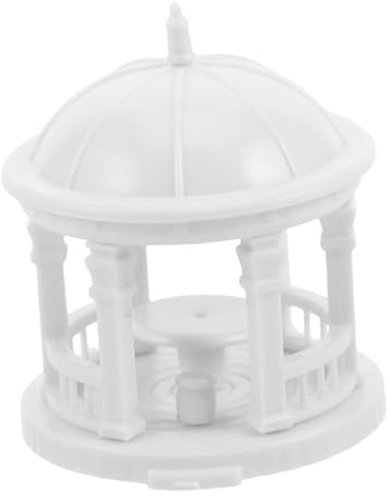 EPIGEIST Scale Miniature European Pavilion Dollhouse Mini Garden Figurine Durable Sand Table Model Material Elegant Round Pavilion for Fairy Garden Bonsai Home Decoration