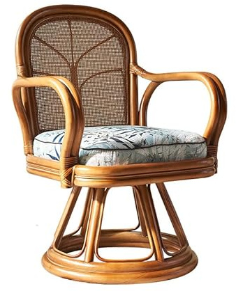 SENBAILU Office Chair Retro Style Natural Indonesian Rattan ChairRotatable Rattan ArmchairBackrest ChairLiving RoomBalcony Table and Chairs Home Office Chair