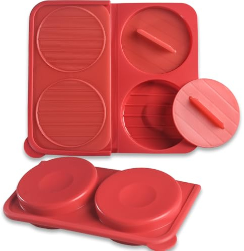 ionEgg Silikon Burgerpresse Patty Gefrierbehälter BPA Frei Antihaft für Grillen, BBQ und Meal Prep, 2er Set