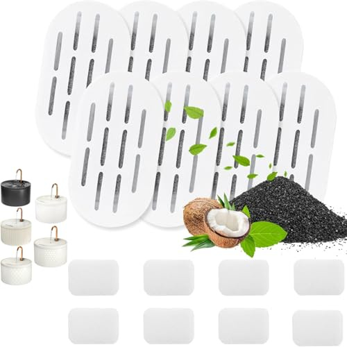 MISFANS Katzenbrunnen Ersatzfilter 8+8 Set, kompatibel mit Keimi Trinkbrunnen für Haustiere, Leistungsstarkes Mehrschicht-Filtersystem, Empfohlener Wechsel alle 1–2 Wochen