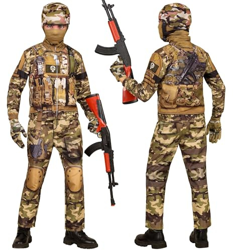 W WIDMANN MILANO Party Fashion - Costume da soldato per bambini, set con maschera, completo militare per Halloween e Carnevale