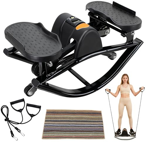 EMESAK Rocking Stepper Side to Side, Portable Compact Lateral Motion Steppers, Track Time, Calories with Digital Display, for Legs, Glutes, Abs for Women Men