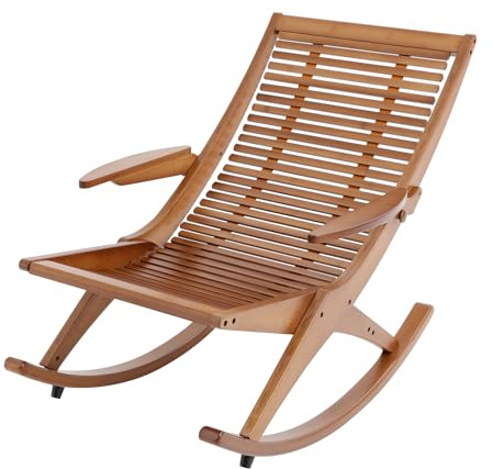 HPDTZ Sedia a dondolo, sedia in bambù, sedia bracciolo, struttura mobili, marrone 54,8 cm, 92 cm, 75,5 cm, 150 kg, soggiorno, balcone, terrazza, ufficio, relax