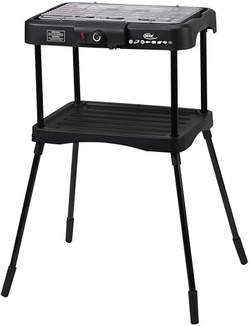 Elektrischer Grill 2000W – Tischgrill für Innen & Außen – Antihaft Grillplatte – Abnehmbarer Grillrost & Schale – Schnelles Aufheizen – Wärmeisolierte Griffe – Schwarz