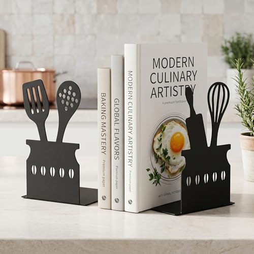 Xygobla 2 Pcs Heavy Duty Metal Bookends Black